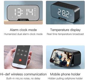 img 1 attached to 🔊 Portable Wireless Bluetooth Speakers with FM Radio, Compact Outdoor Bluetooth Speaker Set, Bedroom Alarm Clock with USB, Ideal for Heavy Sleepers – Black