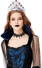 img 2 attached to FINREZIO Women's Gothic Halloween Jewelry Set - Black Lace Choker Earrings, Hand Slave Bracelet, Wristband Ring - Perfect for Punk Party, Sexy Victorian Vampire Costumes