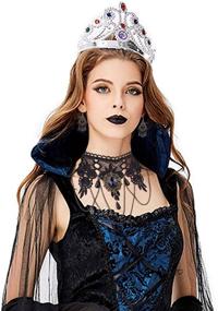 img 3 attached to FINREZIO Women's Gothic Halloween Jewelry Set - Black Lace Choker Earrings, Hand Slave Bracelet, Wristband Ring - Perfect for Punk Party, Sexy Victorian Vampire Costumes
