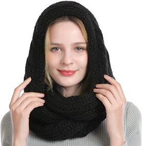 img 1 attached to 🧣 Burgundy Ribbed Infinity Scarves & Wraps by QUEENFUR - Essential Women's Accessories for Winter