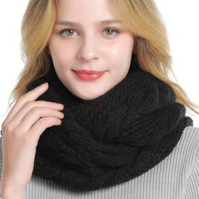 img 4 attached to 🧣 Burgundy Ribbed Infinity Scarves & Wraps by QUEENFUR - Essential Women's Accessories for Winter