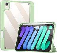 📱 timovo new ipad mini 6th gen case with pencil holder - green | 8.3-inch 2021 | clear transparent back, touch id support, ipencil charging, auto wake/sleep logo