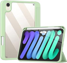 img 4 attached to 📱 TiMOVO New iPad Mini 6th Gen Case with Pencil Holder - Green | 8.3-inch 2021 | Clear Transparent Back, Touch ID Support, iPencil Charging, Auto Wake/Sleep