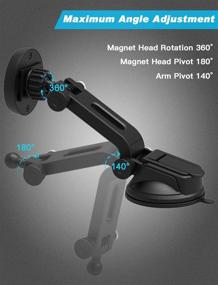 img 3 attached to 📱 IPOW Car Phone Mount Holder - Magnetic Phone Holder Mount with Hands-Free Function - Dashboard and Windshield Phone Holder - Strong Magnet for Maximum Viewing Angle - Universal Phone Holder for All Devices - Non-Obstructive View