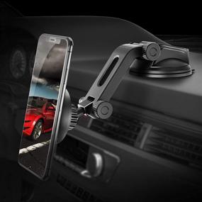 img 4 attached to 📱 IPOW Car Phone Mount Holder - Magnetic Phone Holder Mount with Hands-Free Function - Dashboard and Windshield Phone Holder - Strong Magnet for Maximum Viewing Angle - Universal Phone Holder for All Devices - Non-Obstructive View