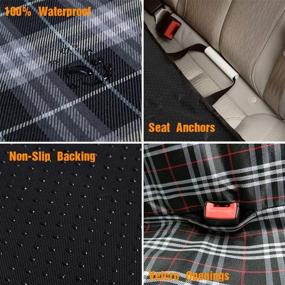 img 1 attached to 🐶 Coohom Dog Car Seat Covers: Waterproof, Scratch Proof, Non-slip Protector for Pet Back Seats - Scottish Grid Pattern Hammock Convertible for Cars, Trucks, and SUVs (Black)