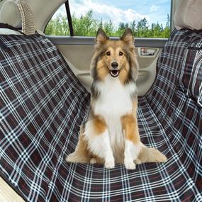 img 4 attached to 🐶 Coohom Dog Car Seat Covers: Waterproof, Scratch Proof, Non-slip Protector for Pet Back Seats - Scottish Grid Pattern Hammock Convertible for Cars, Trucks, and SUVs (Black)