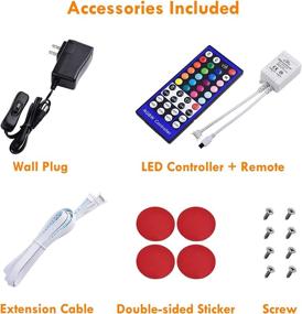 img 2 attached to 🌈 Lvyinyin RGBW Under Cabinet LED Lighting Kit - Wireless Remote Control Dimmer - 120V to 12V Wall Plug - 4 Lights: RGB & Daylight White, Linkable Puck Light