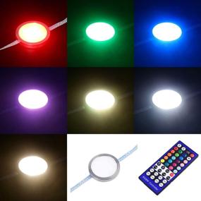 img 3 attached to 🌈 Lvyinyin RGBW Under Cabinet LED Lighting Kit - Wireless Remote Control Dimmer - 120V to 12V Wall Plug - 4 Lights: RGB & Daylight White, Linkable Puck Light