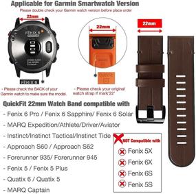 img 2 attached to Кожаные ремешки для часов Abanen для Garmin Fenix 6 / Fenix 5, QuickFit 22 мм мягкая натуральная кожа с силиконовым потоотделительным ремешком для Garmin Fenix 6 Pro/Sapphire, Approach S62/S60, Instinct, Quatix 6/5.