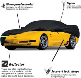 img 3 attached to 🚗 Yixin Waterproof Car Covers for 1997-2004 C5 Corvette - 100% Waterproof & Windproof, Custom Fit with 190T Material and Double Door Zipper - Up to 180” L (C5: 1996-2004)