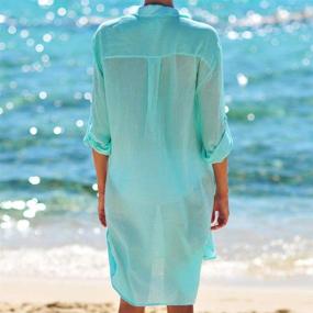 img 3 attached to 👙 Crinkle Chiffon Beachwear for Women: Button-Up Swimsuits & Cover Ups