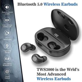 img 1 attached to 🎧 Wireless Bluetooth Earbuds with 5-8 Hours Playtime, IPX7 Waterproof, Noise Reduction, and Deep Bass Stereo - Includes 3000mAh USB-C Charging Case