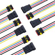 💦 waterproof electrical connectors kit - muyi 5 sets 18awg | 1.5mm series terminal | rubber seal | 10cm wire weatherpack connectors (4 pin) logo