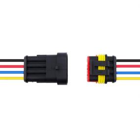 img 1 attached to 💦 Waterproof Electrical Connectors Kit - MUYI 5 Sets 18AWG | 1.5mm Series Terminal | Rubber Seal | 10cm Wire Weatherpack Connectors (4 pin)