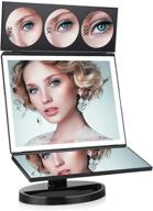 💄 fascinate x-large model lighted makeup vanity mirror - trifold mirror with magnification options, touch screen, 360° rotation, dual power supply - black logo