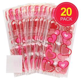 img 3 attached to 🎁 Baker Ross AC672 Heart Cellophane Gift Bags - Pack of 20, with Twist Ties for Children, Ideal Valentine's Day Party Bag Filler or Gift for Kids