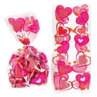 🎁 baker ross ac672 heart cellophane gift bags - pack of 20, with twist ties for children, ideal valentine's day party bag filler or gift for kids logo