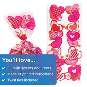 img 2 attached to 🎁 Baker Ross AC672 Heart Cellophane Gift Bags - Pack of 20, with Twist Ties for Children, Ideal Valentine's Day Party Bag Filler or Gift for Kids