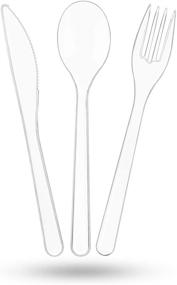 img 4 attached to TashiBox 66-Piece Plastic Silverware Set for Dinner or Party - Disposable Plastic Cutlery, Includes 22 Forks, 22 Knives, and 22 Spoons - Heavy-Duty Plastic Utensils Forks and Spoons