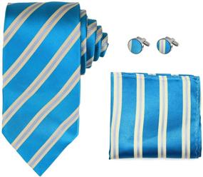 img 4 attached to H5091 Stripes Cufflinks for Men's Designer Attire with Boys' Accessories in Neckties