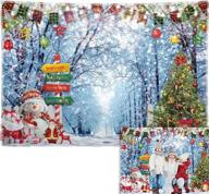 🎄 7x5ft winter christmas fabric photography backdrop - woodland snowman, santa, tree forest background for holiday, birthday, children party decorations - kids portrait photoshoot props, great gift supply logo