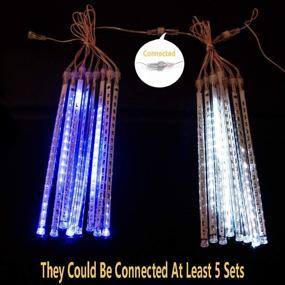 img 1 attached to LDUSA Waterproof Meteor Shower Rain Lights Home - 30cm 8 Tubes 192 LEDs Drop Icicle Snow Falling Raindrop Cascading Lights for Christmas Wedding Party, in White