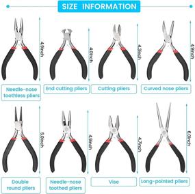 img 3 attached to 🛠️ Complete 8-Piece Jewelry Making Tool Set: Includes Diagonal Nose Pliers, Needle Nose Pliers, Round Nose Pliers, Curved Nose Pliers, Long Nose Pliers, and Flat Nose Pliers, Ideal for DIY Jewelry Projects