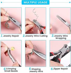 img 1 attached to 🛠️ Complete 8-Piece Jewelry Making Tool Set: Includes Diagonal Nose Pliers, Needle Nose Pliers, Round Nose Pliers, Curved Nose Pliers, Long Nose Pliers, and Flat Nose Pliers, Ideal for DIY Jewelry Projects