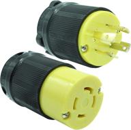 🔌 journeyman-pro 30 amp, nema l14-30r & l14-30p plug & connector set, 125/250v, locking plug socket, black industrial grade, grounding, for 7500 watts generators (l14-30pr plug set) logo