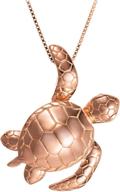 🐢 sterling silver turtle necklace pendant with 14k rose-gold plating and 18" box chain - enhanced seo logo