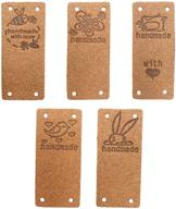🔖 set of 50 dark brown pu leather handmade tags with buttonholes - embossed embellishments for jeans, bags, shoes, hats, crafts, knitting, and crocheting (5 styles) logo