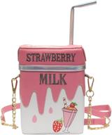 🍓 lui sui cute strawberry milk box cross body purse bag - multi-functional cellphone shoulder bags with card holder and wallet purse logo