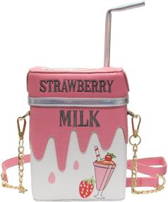 img 4 attached to 🍓 LUI SUI Cute Strawberry Milk Box Cross Body Purse Bag - Multi-functional Cellphone Shoulder Bags with Card Holder and Wallet Purse