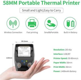 img 1 attached to 🖨️ High-Quality Bluetooth Thermal Receipt Printer, 58mm Mobile Portable Printer, ESC/POS Printer Impresora Térmica for Android/Windows Devices, Ideal for Office & Small Business (58mm Black)