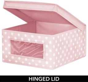 img 1 attached to 📦 mDesign Soft Stackable Fabric Closet Storage Organizer Holder Box - Clear Window and Lid, for Child/Kids Room, Nursery, Playroom - Polka Dot Print - Medium Size - Pink and White Dots