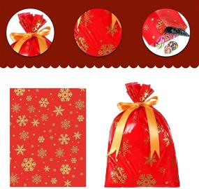 img 1 attached to Christmas Snack Bags - 36 Pieces with Red and Gold Snowflake Pattern and Ribbons: Festive Candy Packaging for Christmas parties and Decorations