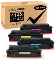 4-pack v4ink compatible toner replacement for hp 414x w2020x 🖨️ in kcmy for hp color pro mfp m479 & m454 printers logo