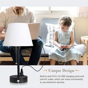 img 2 attached to 🛏️ Lifeholder Bedside Lamps - Set of 2, Table Lamps with Dual USB Ports & Power Outlet, Minimalist White Shade USB Nightstand Lamps, Desk Lamps Ideal for Bedroom, Living Room, or Office