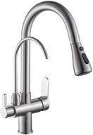 wanfan kitchen sink faucet with pull-down sprayer and 2-handle design including water filter purifier - brushed nickel finish 0195sn logo