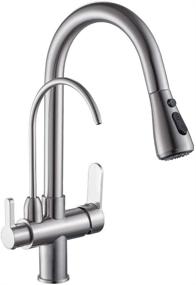 img 4 attached to WANFAN Kitchen Sink Faucet with Pull-Down Sprayer and 2-Handle Design Including Water Filter Purifier - Brushed Nickel Finish 0195SN