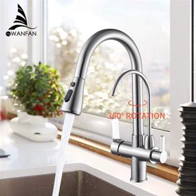 img 1 attached to WANFAN Kitchen Sink Faucet with Pull-Down Sprayer and 2-Handle Design Including Water Filter Purifier - Brushed Nickel Finish 0195SN