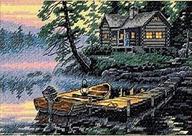 dimensions gold collection morning lake cross stitch kit: 18 count ivory aida, 7'' x 5'' – unleash your creativity! logo