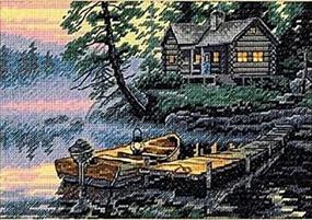 img 4 attached to Dimensions Gold Collection Morning Lake Cross Stitch Kit: 18 Count Ivory Aida, 7'' x 5'' – Unleash your Creativity!