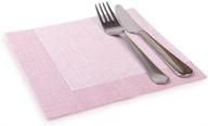 🍽️ luxenap 15.75 inch decorative napkins with linen feel - pack of 600 soft cloth like dinner napkins in white with burgundy threads, pre-folded paper disposable guest napkins for weddings and parties - excellent absorbency logo