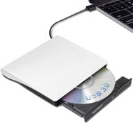 📀 haiway external cd dvd drive, usb 3.0 portable slim cd dvd rom rewriter, burner & player - for laptop, desktop, macbook, pc - windows, linux, mac os (white) logo