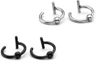 💍 stylish non-piercing rings: jovivi 2-4pc 16g stainless steel fake lip ear nose stud ring - gothic hoop for cartilage - clip on without piercing logo