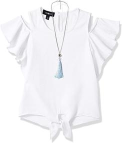 img 3 attached to 👚 Girls' Clothing: Amy Byer Flutter Shoulder Necklace Tops, Tees & Blouses