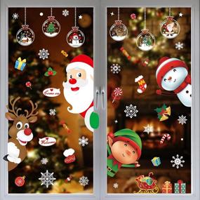 img 4 attached to 🎄 190-частые рождественские декоративные статичные наклейки на окна, стикеры "Вретин", новогодние украшения, декали снежинок, отпечатки окон Санта для рождественской вечеринки