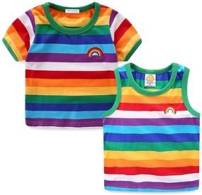 img 4 attached to Stylish Rainbow Stripe Boys T-Shirts by Mud Kingdom